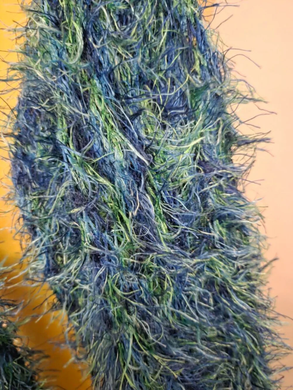 Blue/Green Plush Furry Scarf